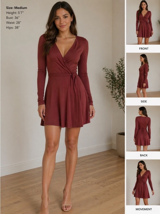 Forever 21 Dresses & Skirts - Forever 21 Long Sleeve Wrap Dress in Deep Red